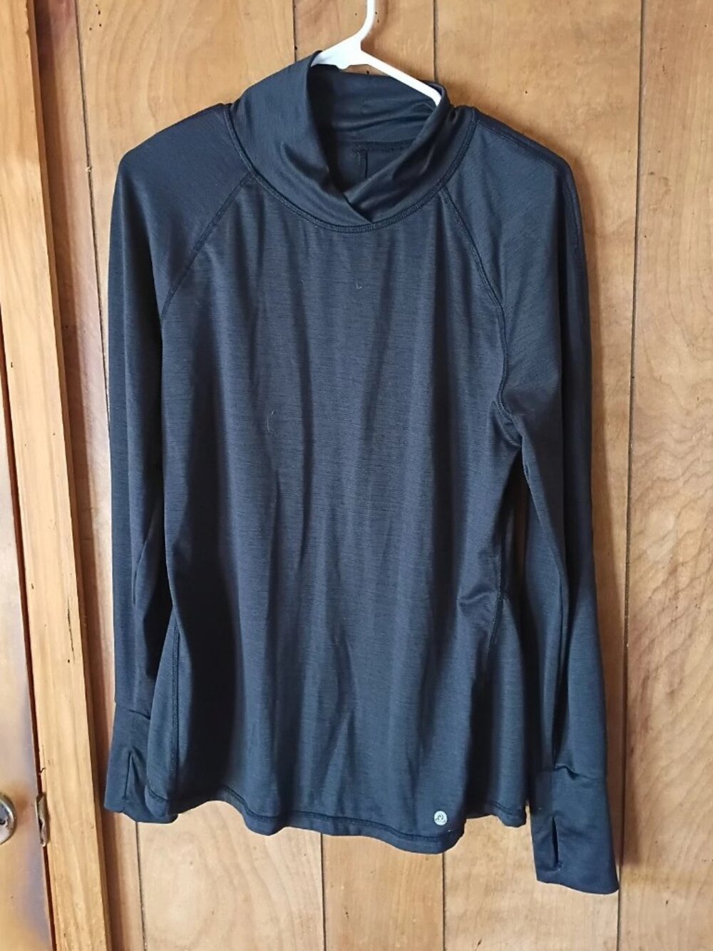 Apana Black Long Sleeve Athletic Top Size L Polyester Spandex